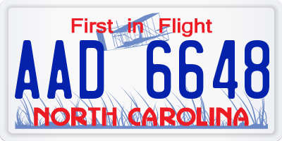 NC license plate AAD6648