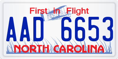 NC license plate AAD6653