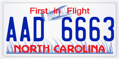 NC license plate AAD6663