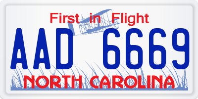 NC license plate AAD6669