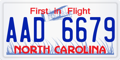 NC license plate AAD6679