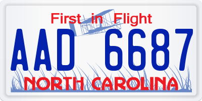 NC license plate AAD6687