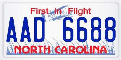 NC license plate AAD6688