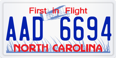NC license plate AAD6694