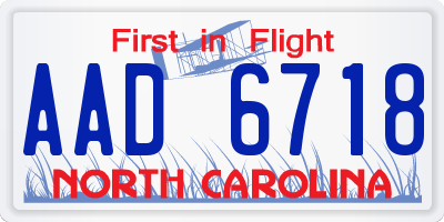 NC license plate AAD6718
