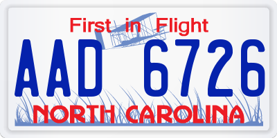 NC license plate AAD6726
