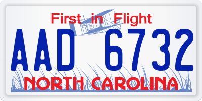 NC license plate AAD6732