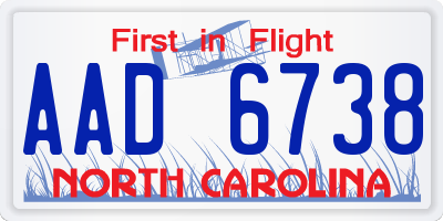 NC license plate AAD6738
