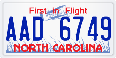 NC license plate AAD6749