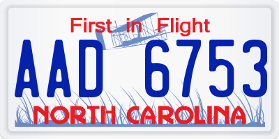 NC license plate AAD6753