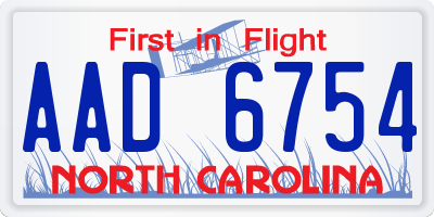 NC license plate AAD6754