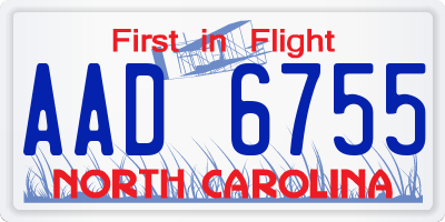 NC license plate AAD6755