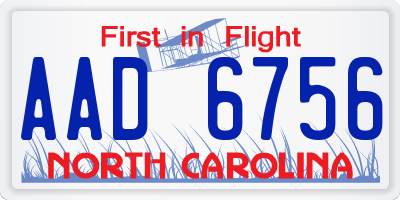 NC license plate AAD6756