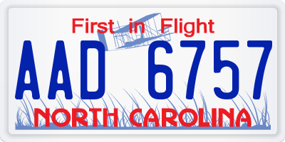 NC license plate AAD6757