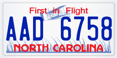 NC license plate AAD6758