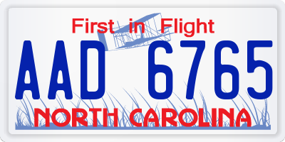 NC license plate AAD6765