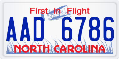 NC license plate AAD6786