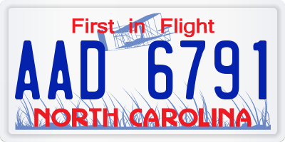NC license plate AAD6791