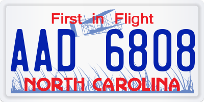 NC license plate AAD6808