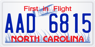 NC license plate AAD6815