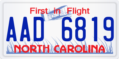 NC license plate AAD6819