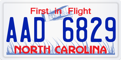 NC license plate AAD6829