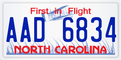 NC license plate AAD6834