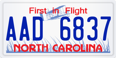 NC license plate AAD6837