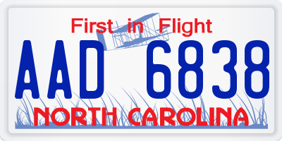NC license plate AAD6838