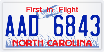 NC license plate AAD6843