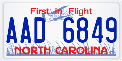 NC license plate AAD6849