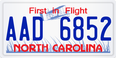 NC license plate AAD6852
