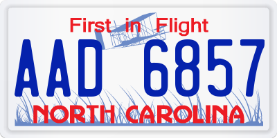 NC license plate AAD6857