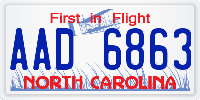 NC license plate AAD6863