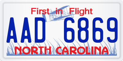NC license plate AAD6869