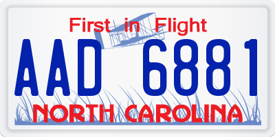 NC license plate AAD6881
