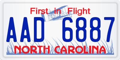 NC license plate AAD6887