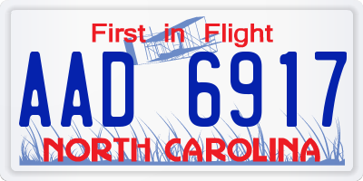 NC license plate AAD6917