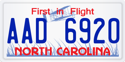NC license plate AAD6920