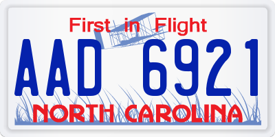 NC license plate AAD6921