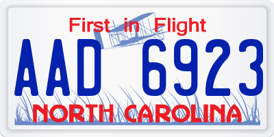 NC license plate AAD6923