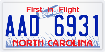 NC license plate AAD6931