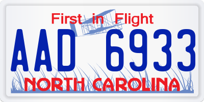 NC license plate AAD6933
