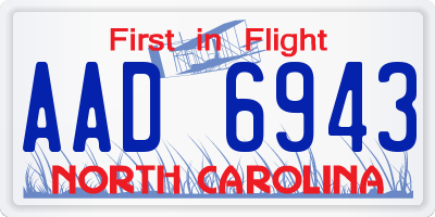 NC license plate AAD6943