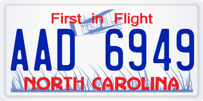 NC license plate AAD6949