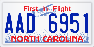 NC license plate AAD6951