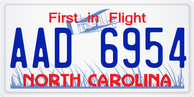 NC license plate AAD6954