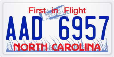 NC license plate AAD6957