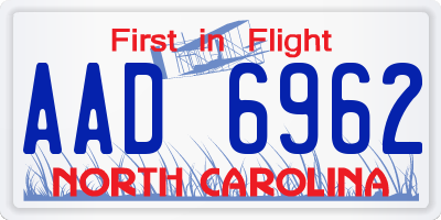 NC license plate AAD6962