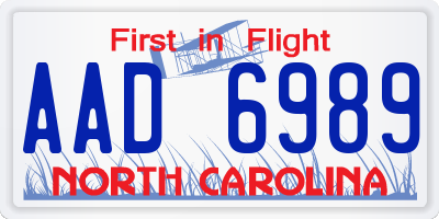 NC license plate AAD6989